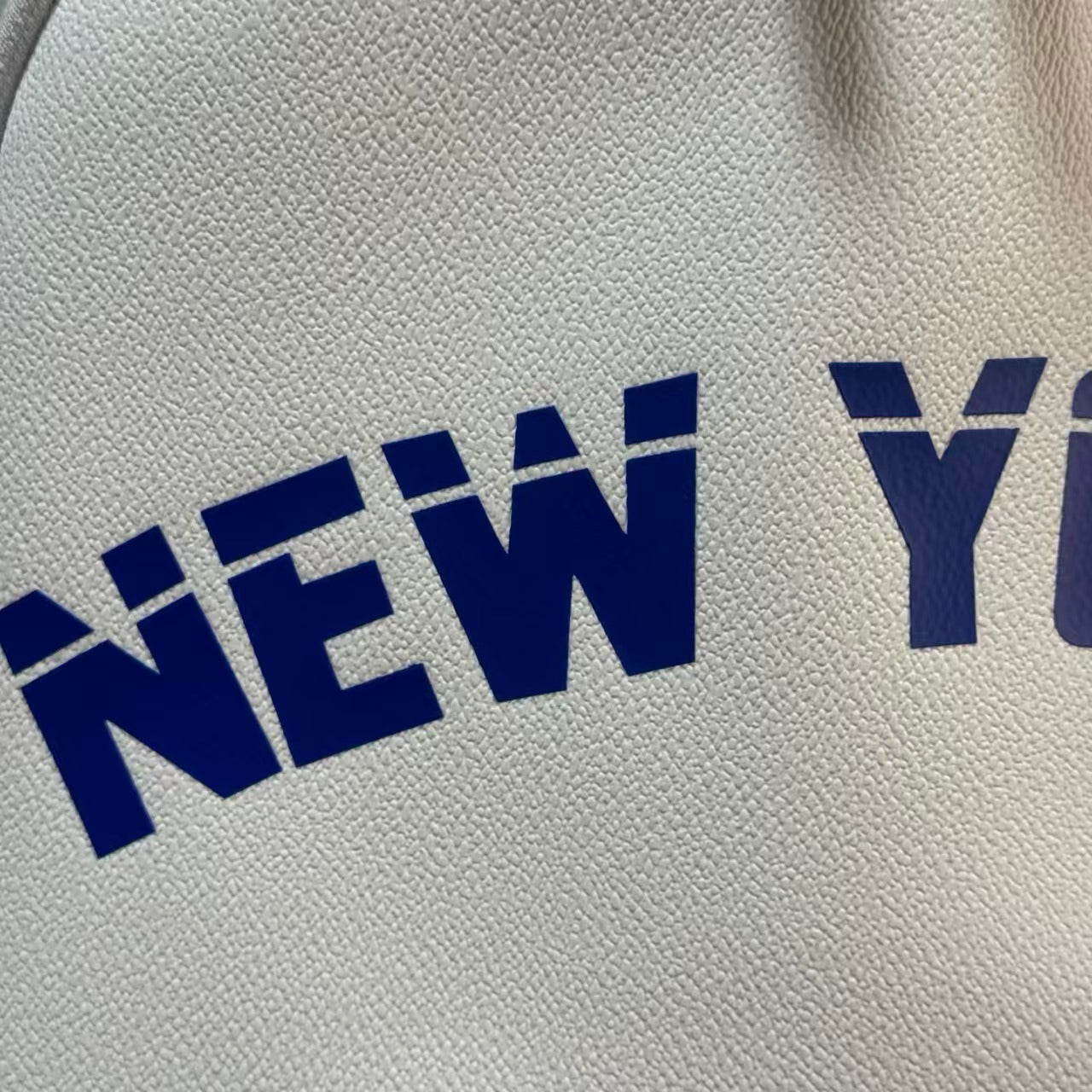 Blue & White Color-Block Streetwear Backpack - "New York" Lettering with 3D Blue Shark Mouth Design