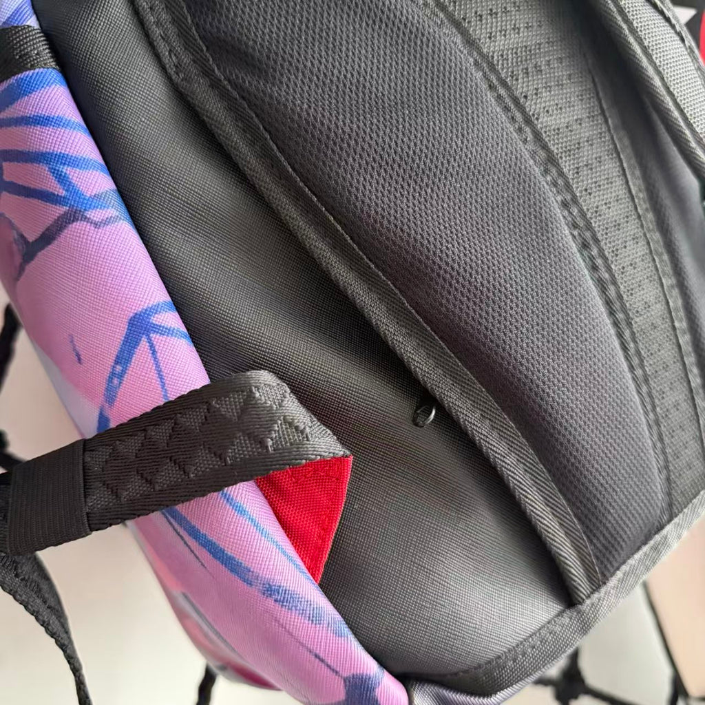 Pink Panther Themed Streetwear Backpack - Dreamy Blue Purple Background with Sparkling Diamond Pile Design