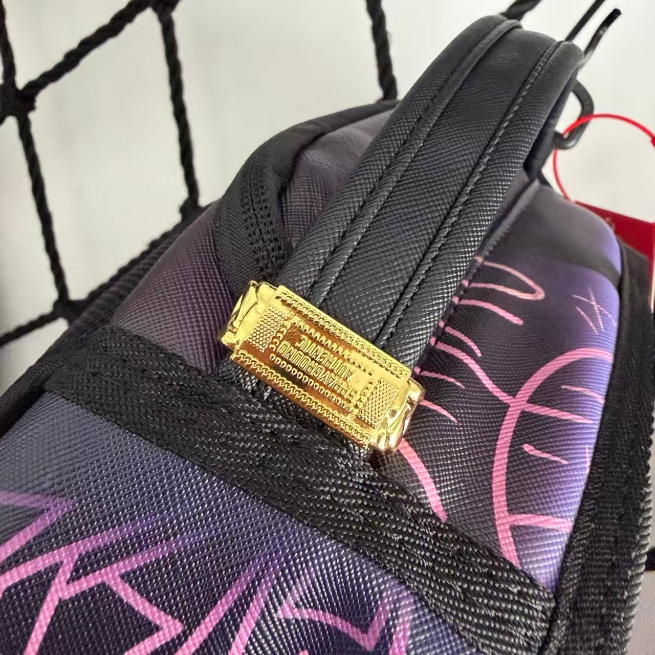 Pink Panther Themed Streetwear Backpack - Dreamy Blue Purple Background with Sparkling Diamond Pile Design