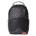 Black & Grey Checkerboard Streetwear Backpack - 3D Embossed Dark Shark Mouth Design